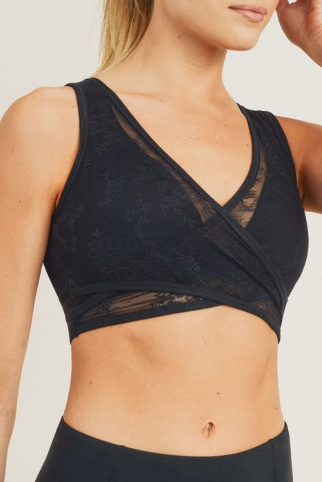 Floral Lace Mesh Sports Bra