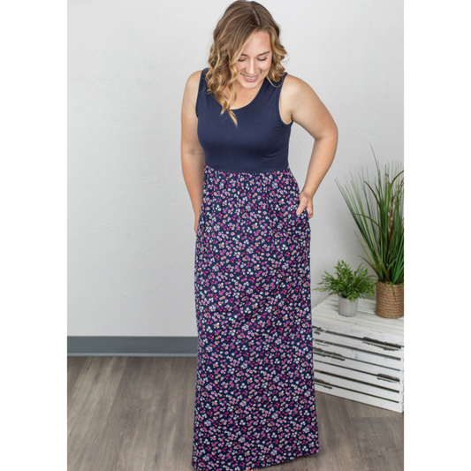 Navy Floral Maxi