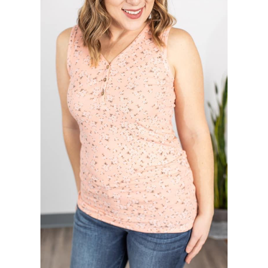 Peach Floral Addison  Tank S-3XL