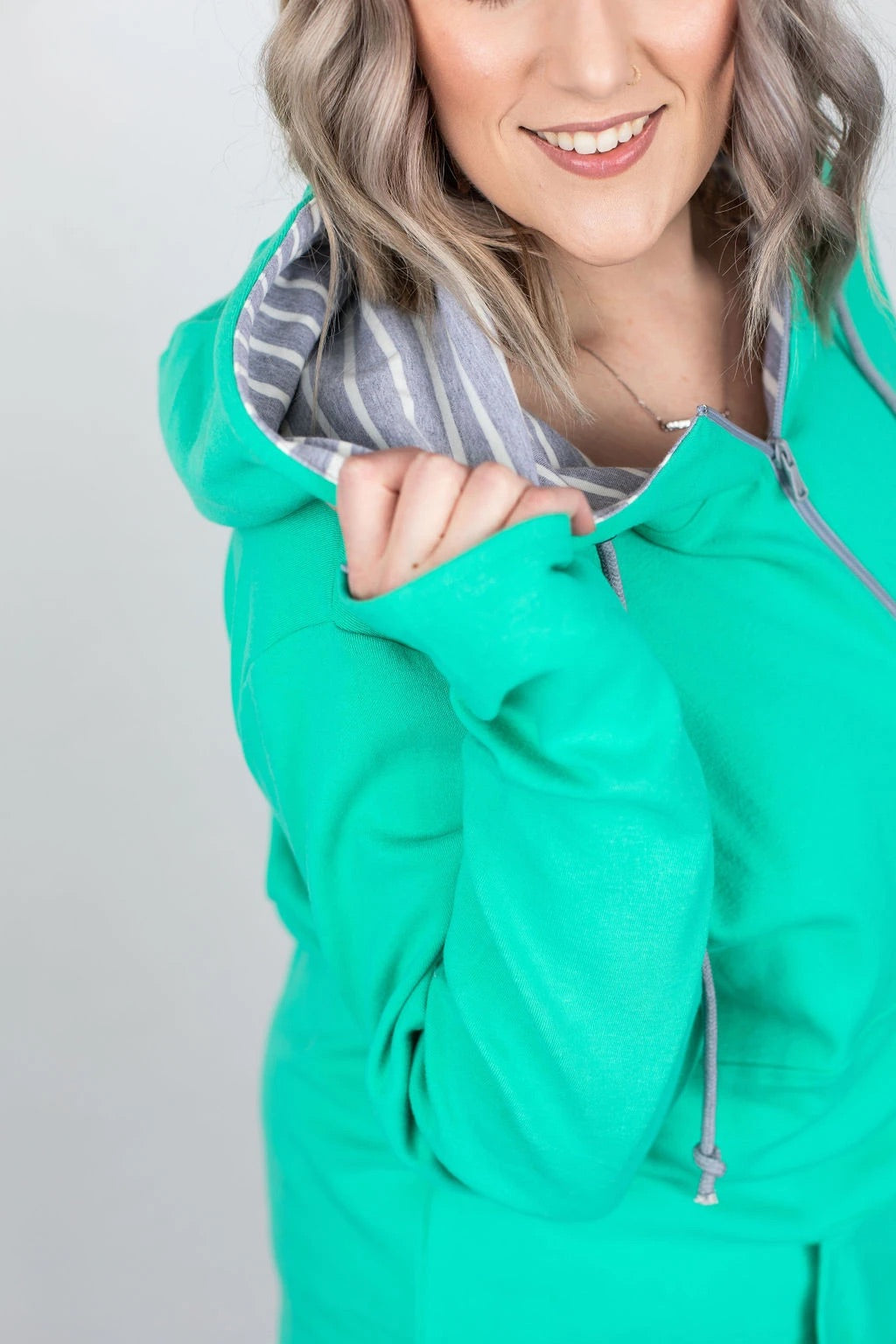 Turquoise Half Zip Hoodie S-3XL