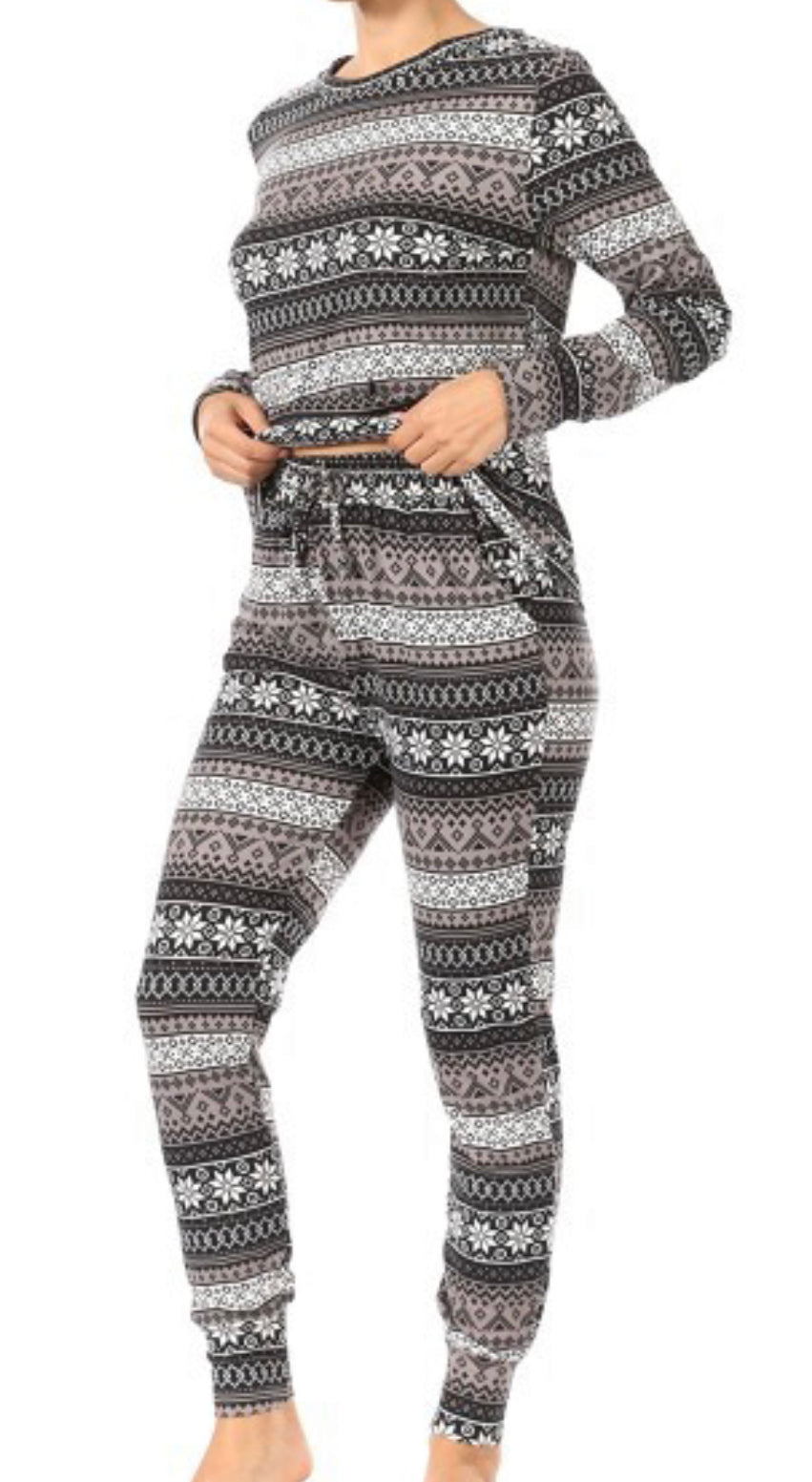 Snowy Grey Winter Pjs