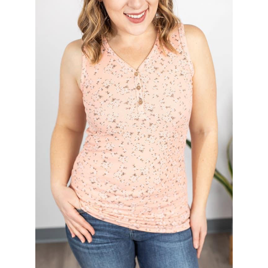 Peach Floral Addison  Tank S-3XL