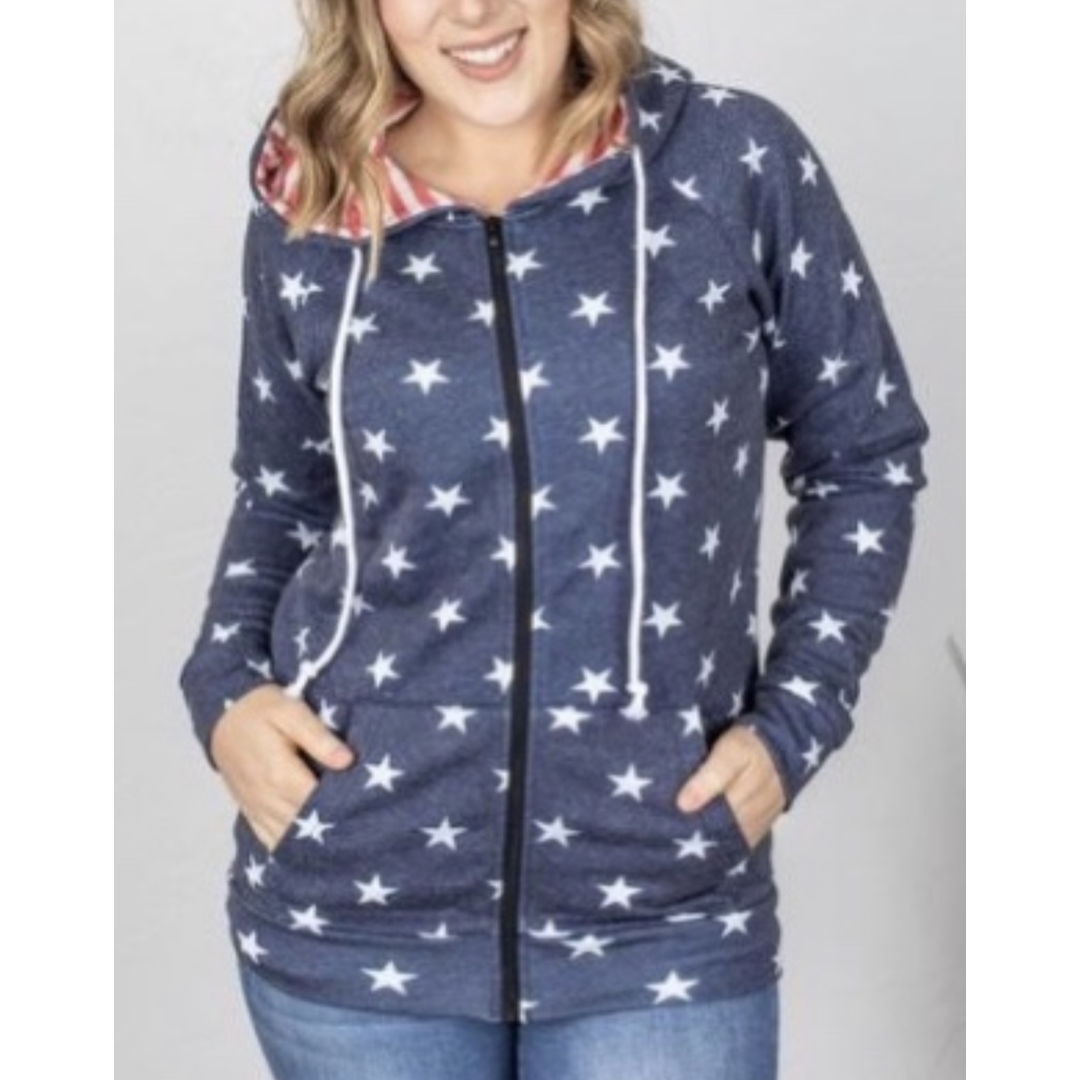 Patriotic Zip Up Hoodie XS-3XL