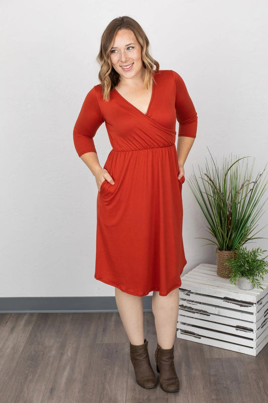 Rust Midi Dress