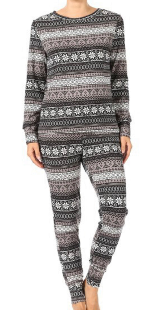 Snowy Grey Winter Pjs