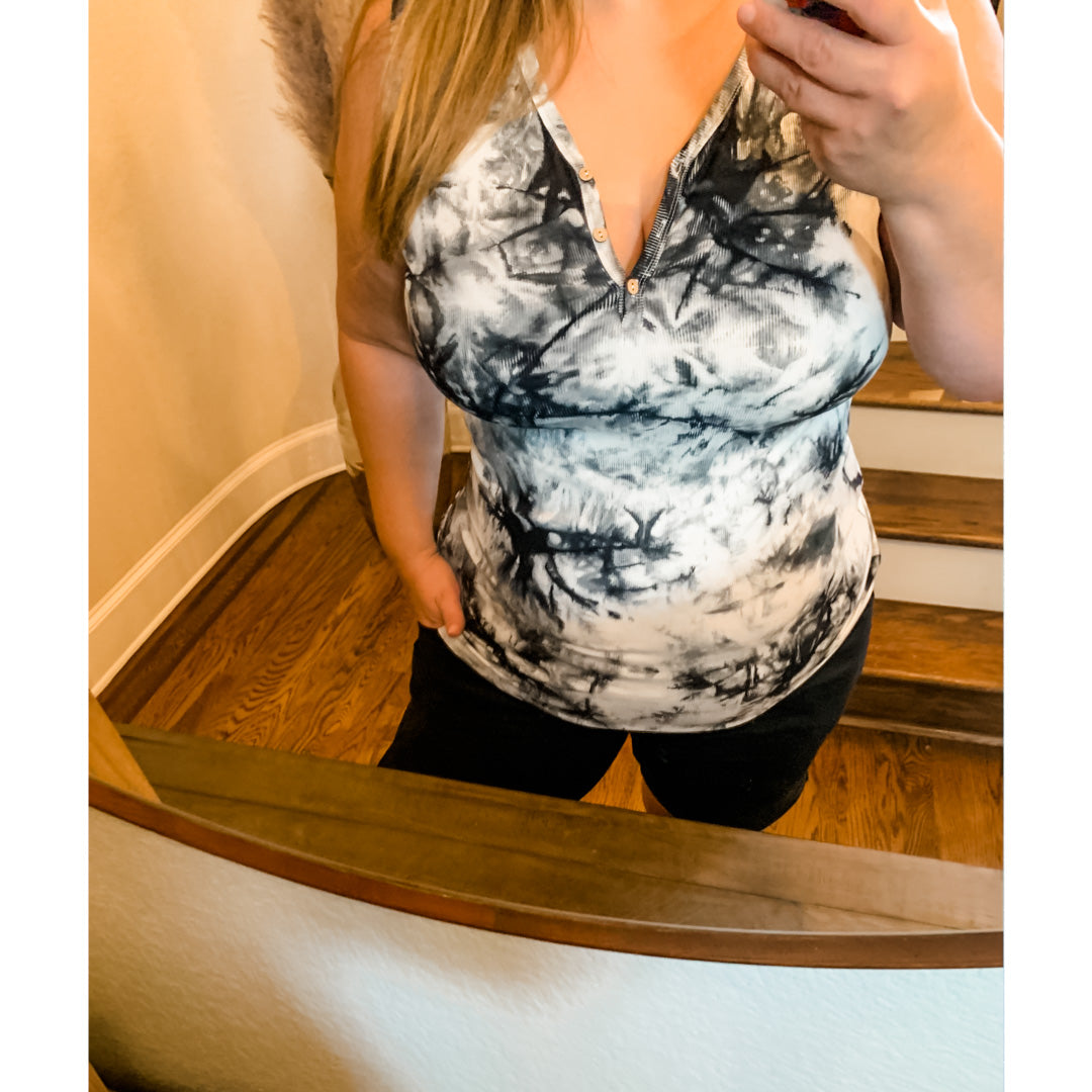 Black & White Tie Dye Addison Tank S-3XL