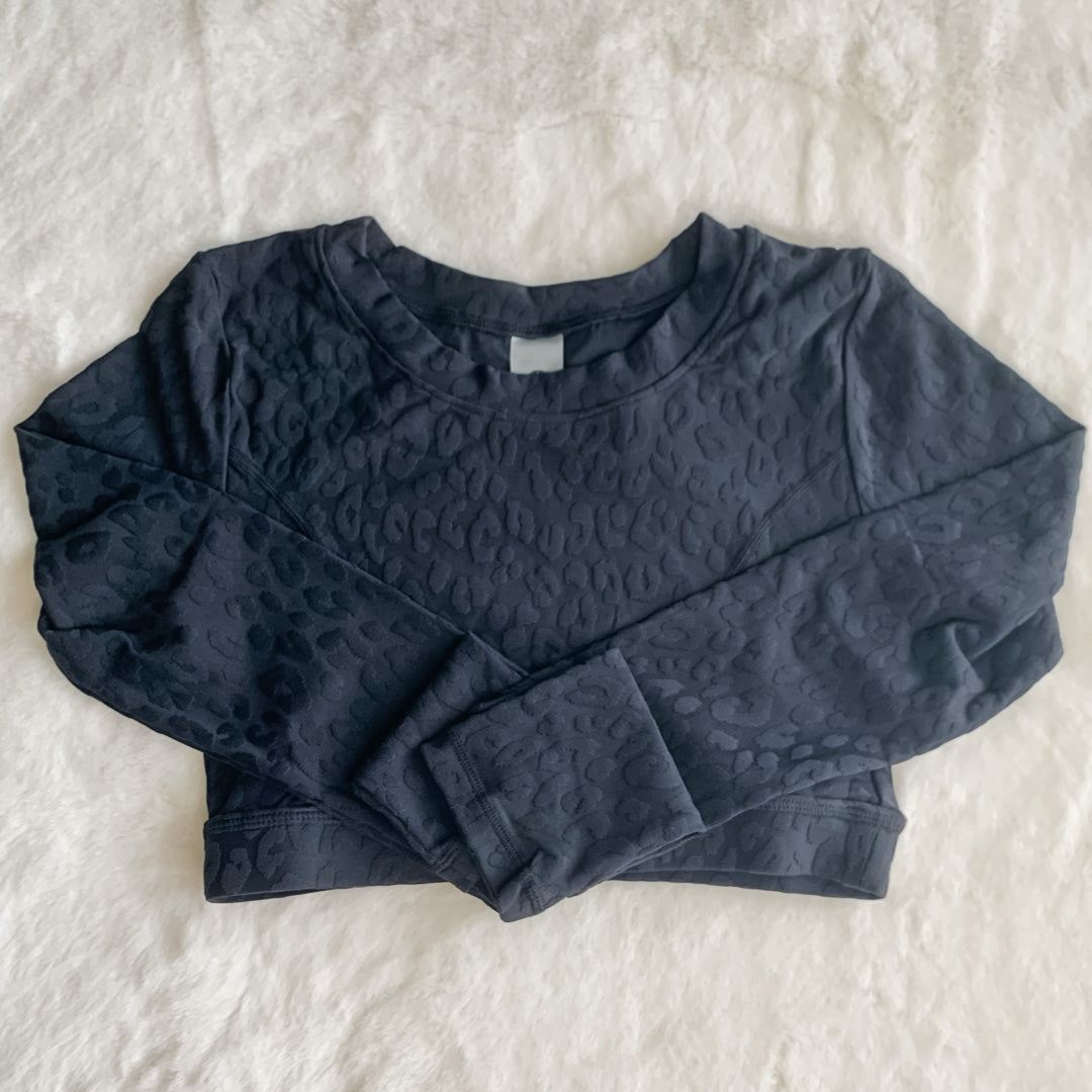 Black Leopard Long Sleeve Active Top