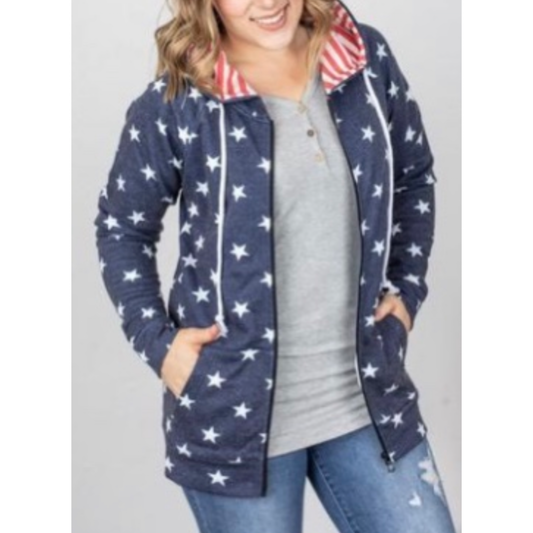 Patriotic Zip Up Hoodie XS-3XL